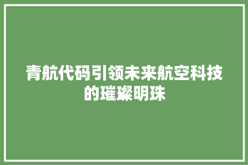 青航代码引领未来航空科技的璀璨明珠