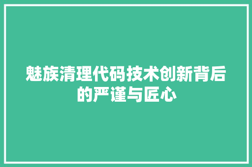 魅族清理代码技术创新背后的严谨与匠心