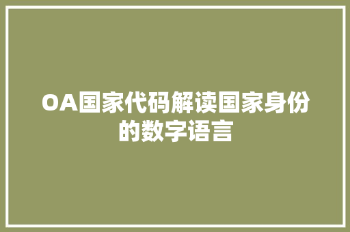 OA国家代码解读国家身份的数字语言