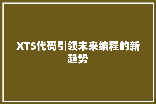 XTS代码引领未来编程的新趋势