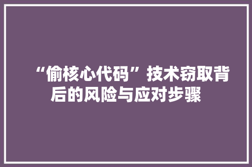 “偷核心代码”技术窃取背后的风险与应对步骤