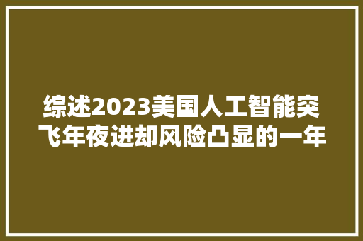 综述2023美国人工智能突飞年夜进却风险凸显的一年