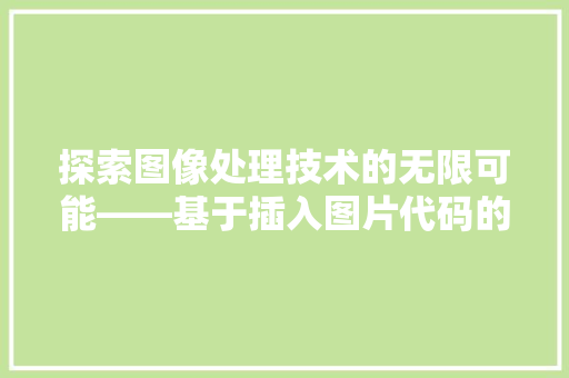 探索图像处理技术的无限可能——基于插入图片代码的详细分析