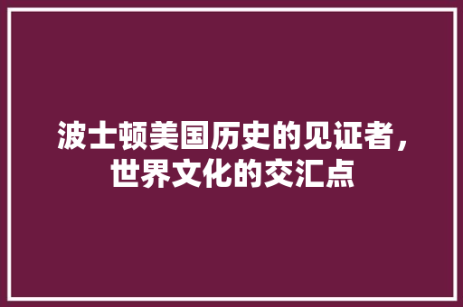 波士顿美国历史的见证者，世界文化的交汇点