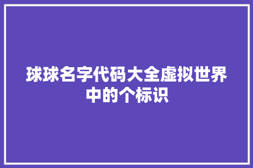 球球名字代码大全虚拟世界中的个标识