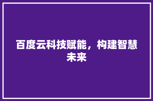 百度云科技赋能，构建智慧未来