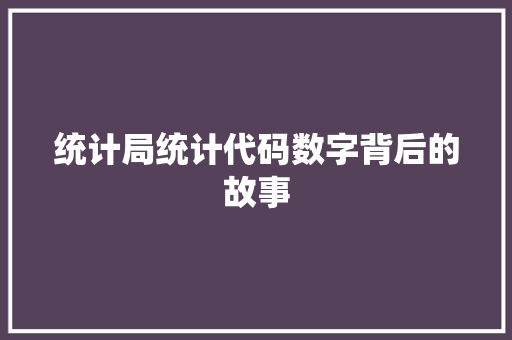 统计局统计代码数字背后的故事