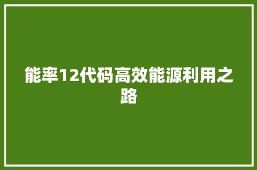 能率12代码高效能源利用之路