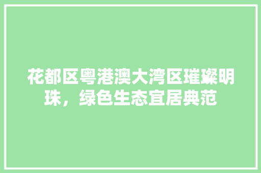 花都区粤港澳大湾区璀璨明珠，绿色生态宜居典范