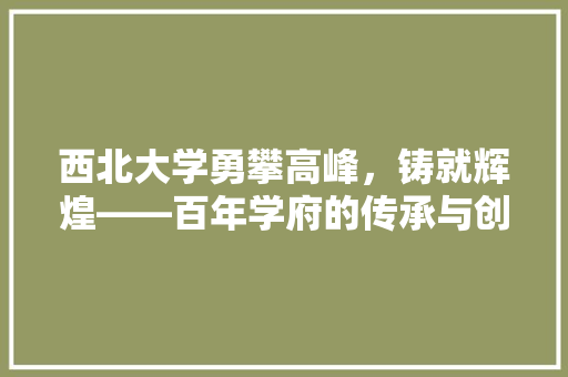 西北大学勇攀高峰，铸就辉煌——百年学府的传承与创新