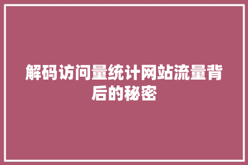 解码访问量统计网站流量背后的秘密