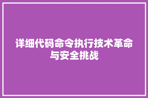 详细代码命令执行技术革命与安全挑战