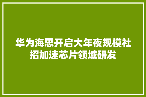 华为海思开启大年夜规模社招加速芯片领域研发