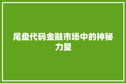 尾盘代码金融市场中的神秘力量