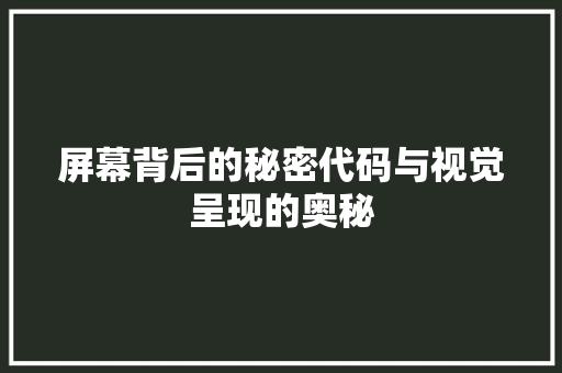 屏幕背后的秘密代码与视觉呈现的奥秘