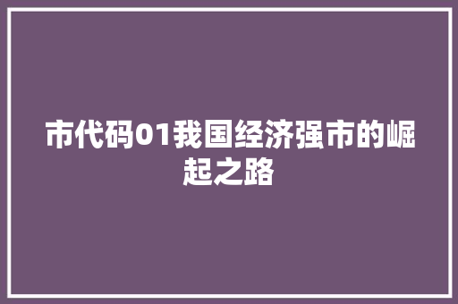 市代码01我国经济强市的崛起之路