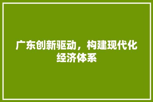 广东创新驱动，构建现代化经济体系