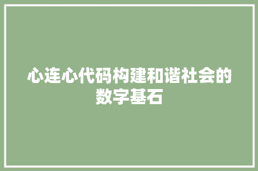 心连心代码构建和谐社会的数字基石