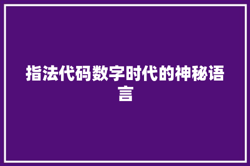 指法代码数字时代的神秘语言