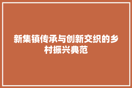 新集镇传承与创新交织的乡村振兴典范