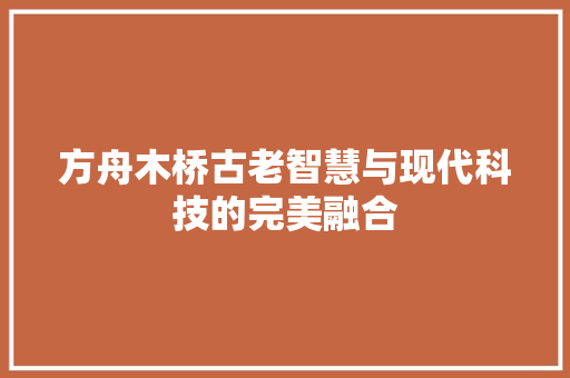 方舟木桥古老智慧与现代科技的完美融合