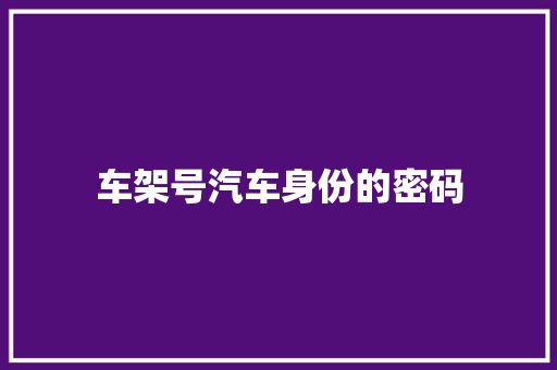 车架号汽车身份的密码