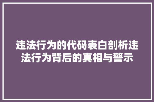 违法行为的代码表白剖析违法行为背后的真相与警示