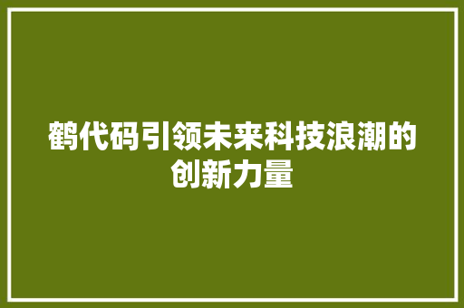 鹤代码引领未来科技浪潮的创新力量