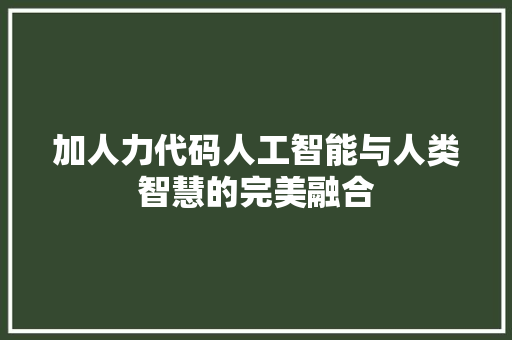 加人力代码人工智能与人类智慧的完美融合