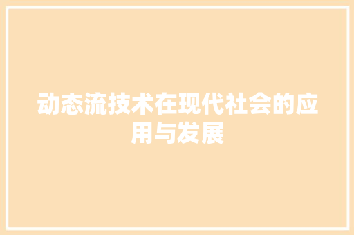 动态流技术在现代社会的应用与发展