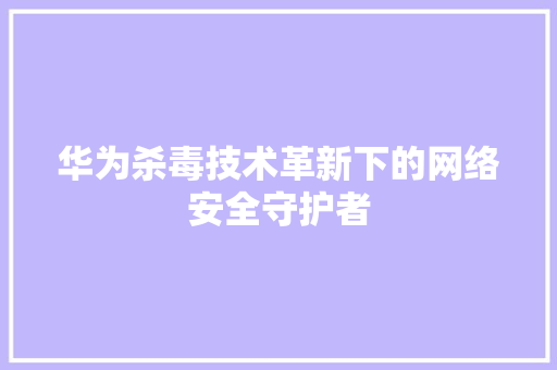 华为杀毒技术革新下的网络安全守护者