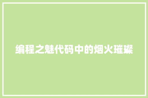 编程之魅代码中的烟火璀璨