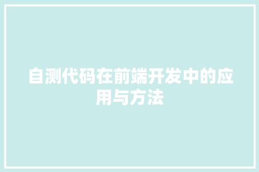 自测代码在前端开发中的应用与方法