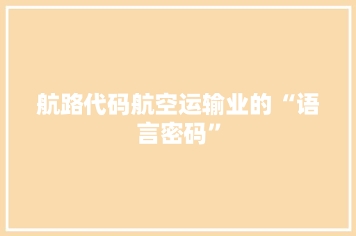 航路代码航空运输业的“语言密码”