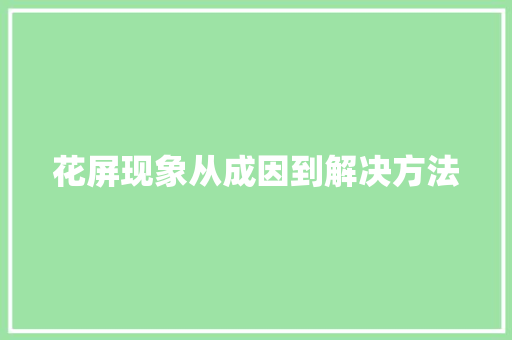 花屏现象从成因到解决方法