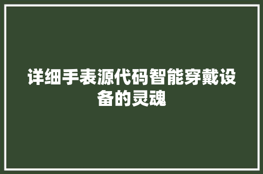 详细手表源代码智能穿戴设备的灵魂