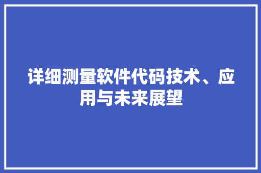 详细测量软件代码技术、应用与未来展望