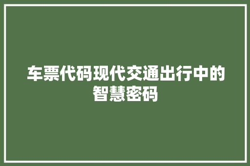 车票代码现代交通出行中的智慧密码