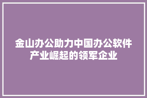 金山办公助力中国办公软件产业崛起的领军企业