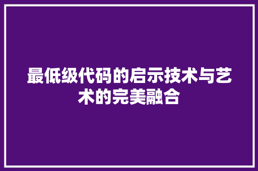 最低级代码的启示技术与艺术的完美融合