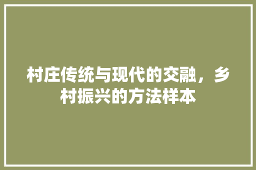 村庄传统与现代的交融，乡村振兴的方法样本