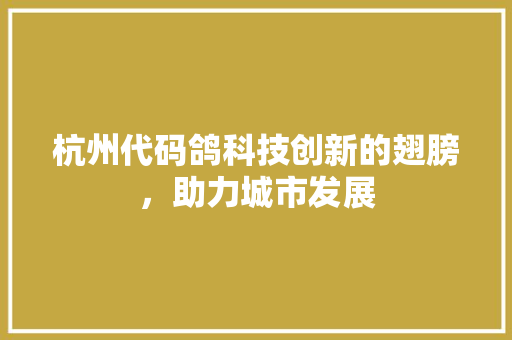 杭州代码鸽科技创新的翅膀，助力城市发展