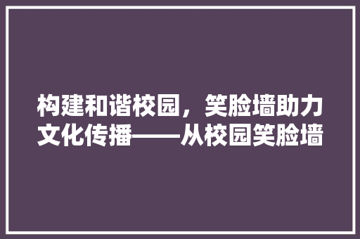 构建和谐校园，笑脸墙助力文化传播——从校园笑脸墙代码谈文化自信