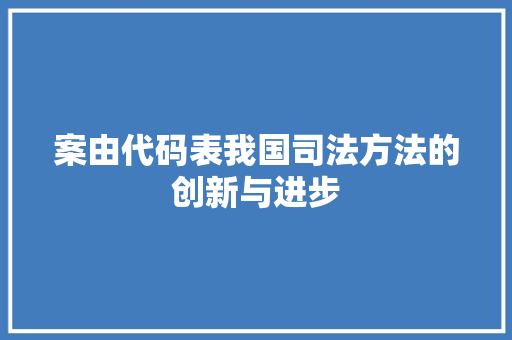 案由代码表我国司法方法的创新与进步