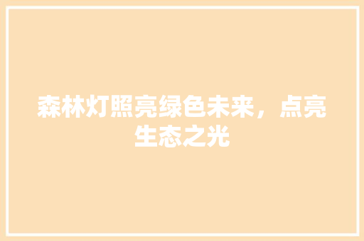 森林灯照亮绿色未来，点亮生态之光