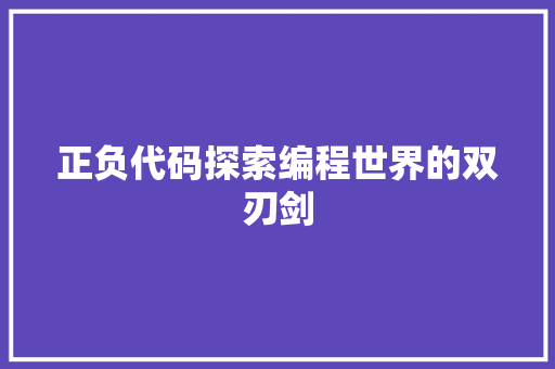 正负代码探索编程世界的双刃剑