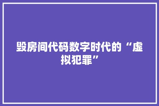 毁房间代码数字时代的“虚拟犯罪”