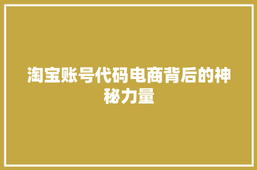 淘宝账号代码电商背后的神秘力量