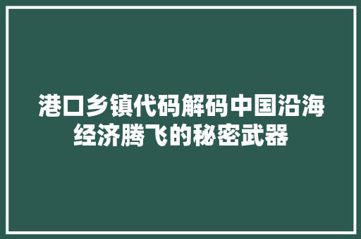 港口乡镇代码解码中国沿海经济腾飞的秘密武器