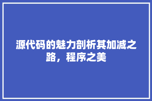 源代码的魅力剖析其加减之路，程序之美